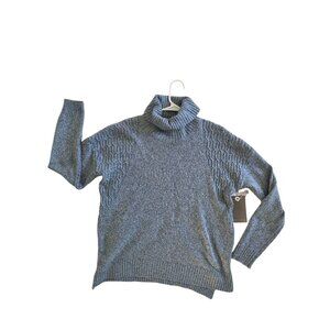 Evolution Madi Marled Braided Turtleneck‎ Sweater Blue L NWT